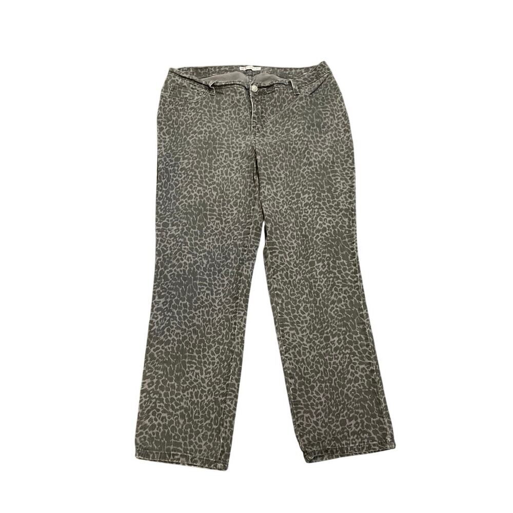 Lee Classic Fit Leopard Print Straight Leg Denim Jeans SZ 18 Casual Chic